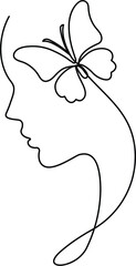 Butterfly woman line art isolated on a white background. 