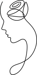 A woman's face with rose flowers line art drawing. 