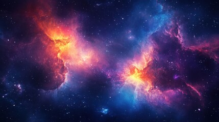 Naklejka premium A vibrant and colorful nebula in space, showcasing stars and cosmic dust.