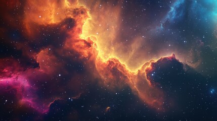 Fototapeta premium A vibrant and colorful nebula in space, showcasing stars and cosmic dust.