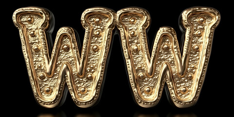 Golden 3D Letter W Illustration