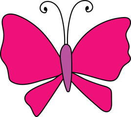 butterfly icon with pink & black  line art