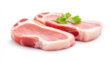Fototapeta premium Two Raw Pork Chops with Parsley