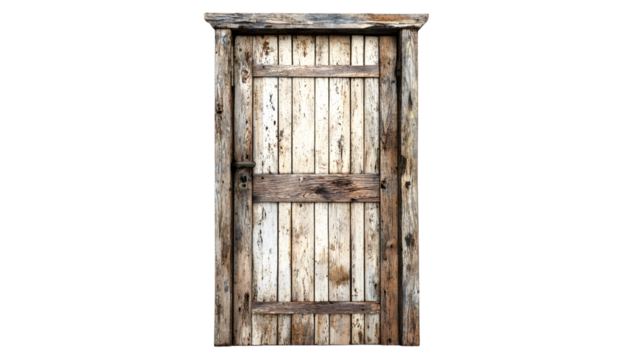 Vintage Old Wooden Door Isolated on White Background with Classic Design for Interior Decor