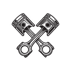 crossing pistons, black and white