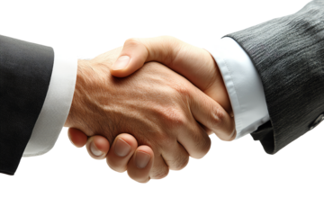 🤝Agreement in Handshake: Two business partners engage in a firm handshake, their clasped hands a symbol of unity, trust, and mutual understanding, capturing the essence of a successful deal.
