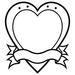 Floral Heart Line Art with Banner