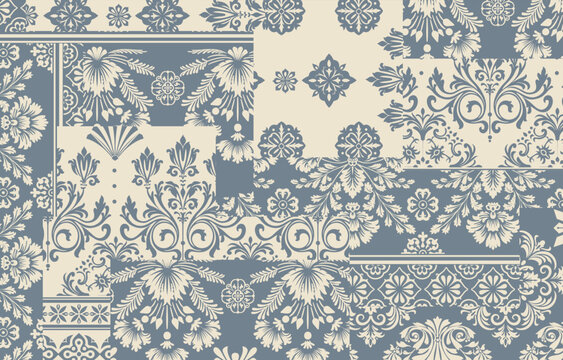 Ethnic Motifs Ikat floral paisley embroidery floral. ikat Saree Sarong oriental pattern traditional.Ikat embroidery style abstract embroidery design for texture,fabric,clothing,wrapping,decoration