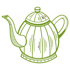 Old-Fashioned Kettle vintage Design in Monochrome

