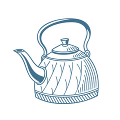 Old-Fashioned Kettle vintage Design in Monochrome

