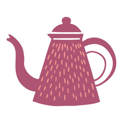 Retro coffee pot  Vector illustration  on White Background. hot beverage pot, tea kettle clipart.
