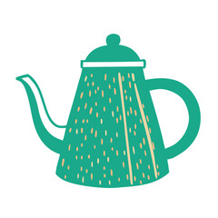 Retro coffee pot  Vector illustration  on White Background. hot beverage pot, tea kettle clipart.

