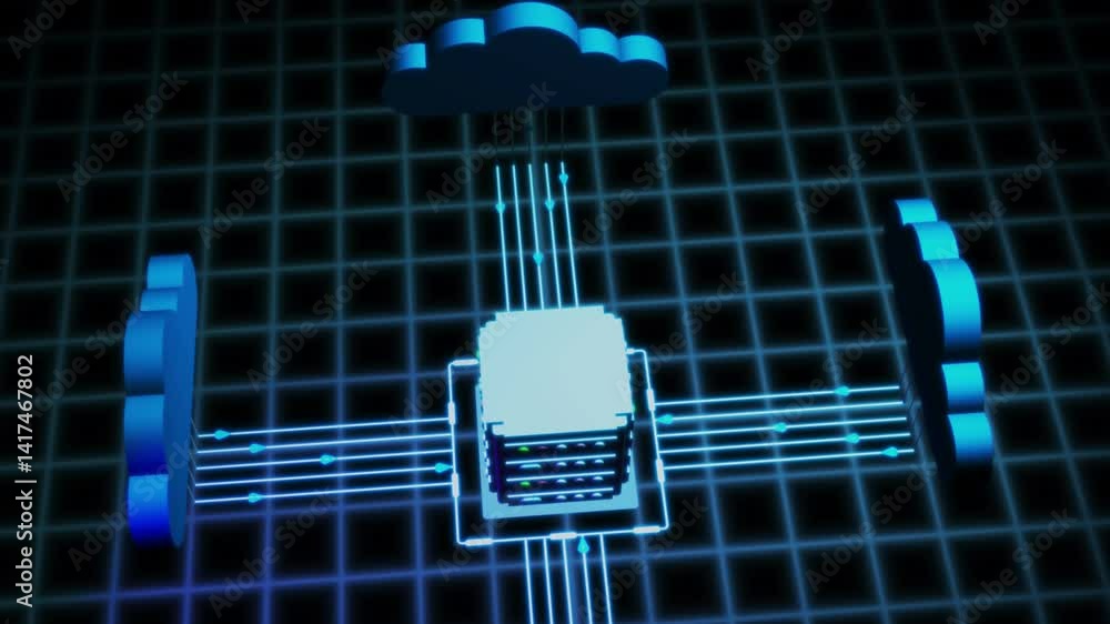 Poster cloud server network with digital connection grid