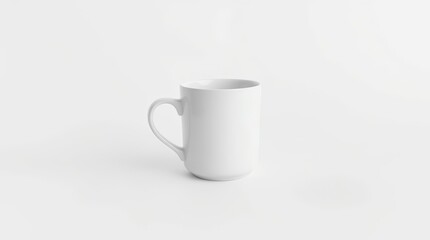 Obraz premium Minimalist White Ceramic Mug on Clean Background – Product Mockup