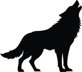 Obraz premium Howling Wolf Silhouette - Vector Design for Wildlife, Nature, and Forest Themes