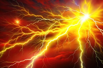 Powerful Lightning Bolt Striking in the Night Sky Background