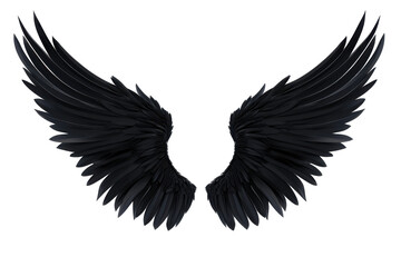 Naklejka premium Dark, feathery wings isolated on PNG transparent background, cut out