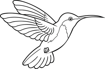 Obraz premium Line Drawing of a Hummingbird in Flight - Silhouette Vector Design for Nature and Wildlife Themes