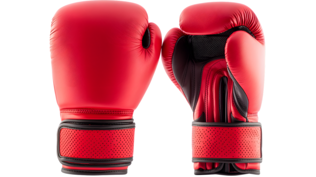 Professional Red Boxing Gloves on White Background - Sports Equipment for Training and Fighting
