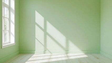Obraz premium Light Green Room Interior with Sunlight