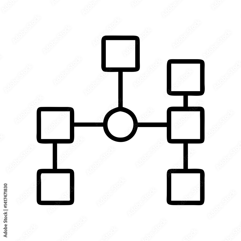 Aufkleber diagram flowchart network structure with square and circle nodes for data visualization use