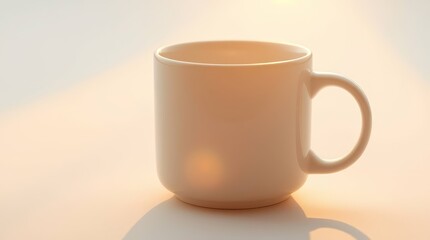 Obraz premium Minimalist White Ceramic Mug on Clean Background – Product Mockup