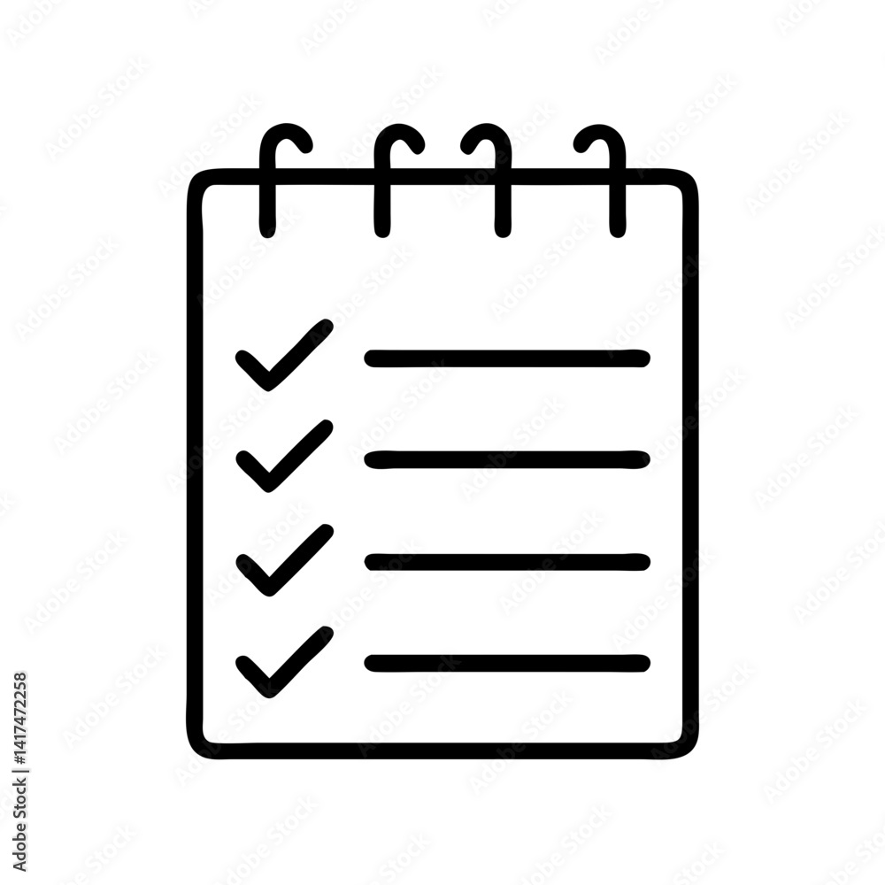 Poster checklist notepad vector icon for task management and planning organization reminder app design