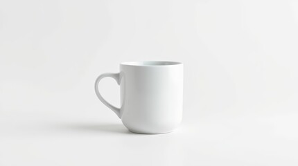 Fototapeta premium Minimalist White Ceramic Mug on Clean Background – Product Mockup