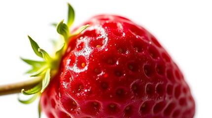 Perfect Ripe Strawberry on White Background &ndash; Hyperreal Close-Up