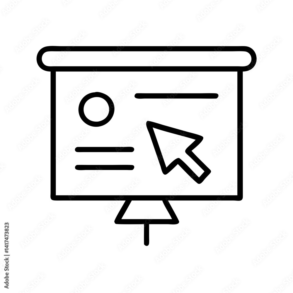 Poster presentation board with cursor icon for business meeting and training presentation concept design