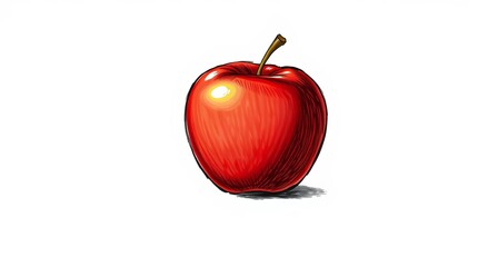 Obraz premium Shiny Red Apple on White Background – Healthy Fruit Isolated