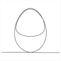 Egg line art Continuous line drawing of whole egg vector illustration
