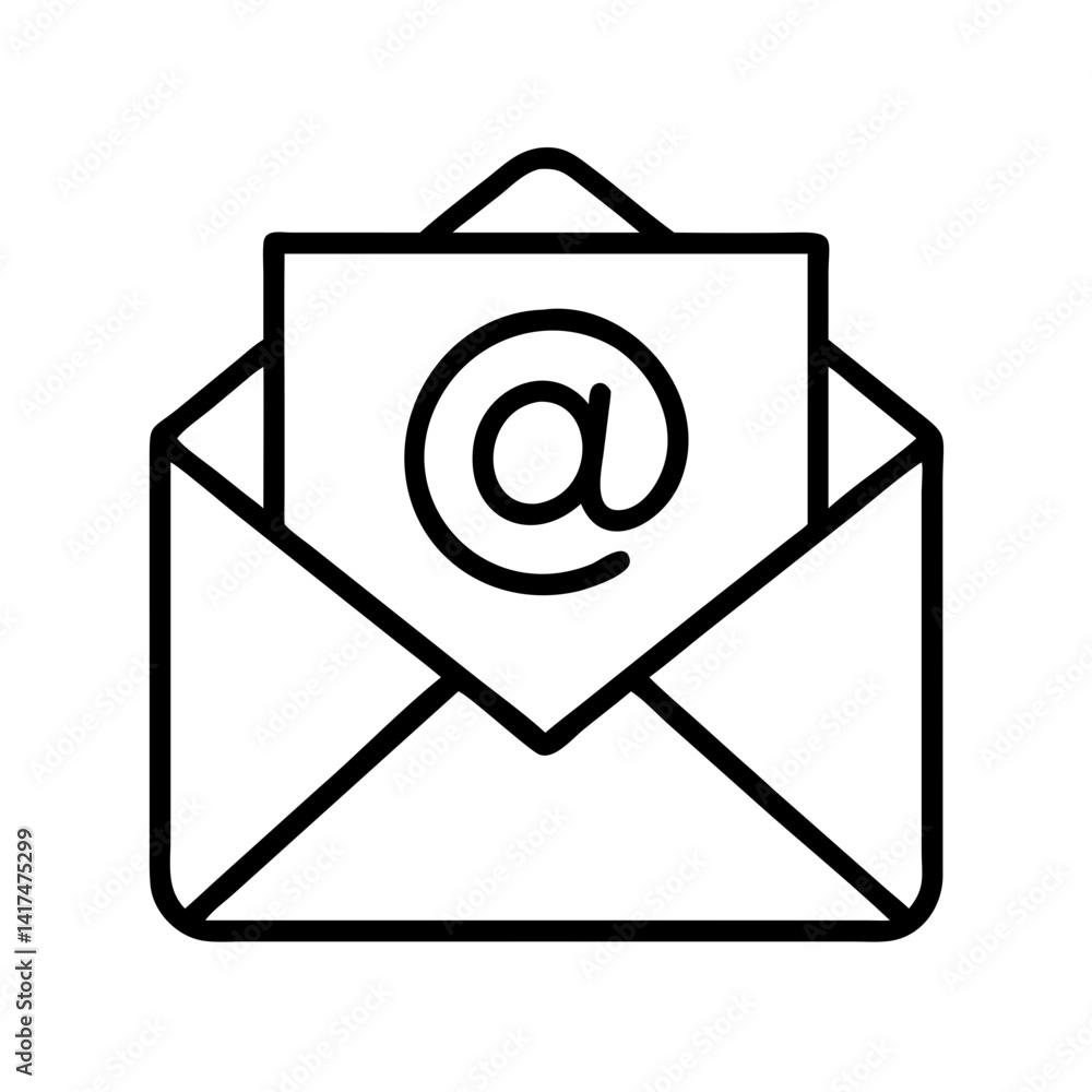 Poster open envelope email vector icon for contact us page and newsletter subscription design element