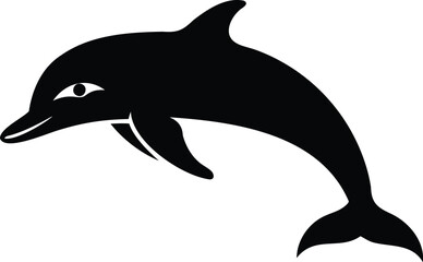 Fototapeta premium Stylized Black and White Vector of a Leaping Dolphin with Sleek Form