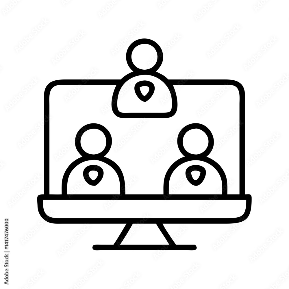 Poster online meeting video conference call webinar with team members on computer screen icon vector