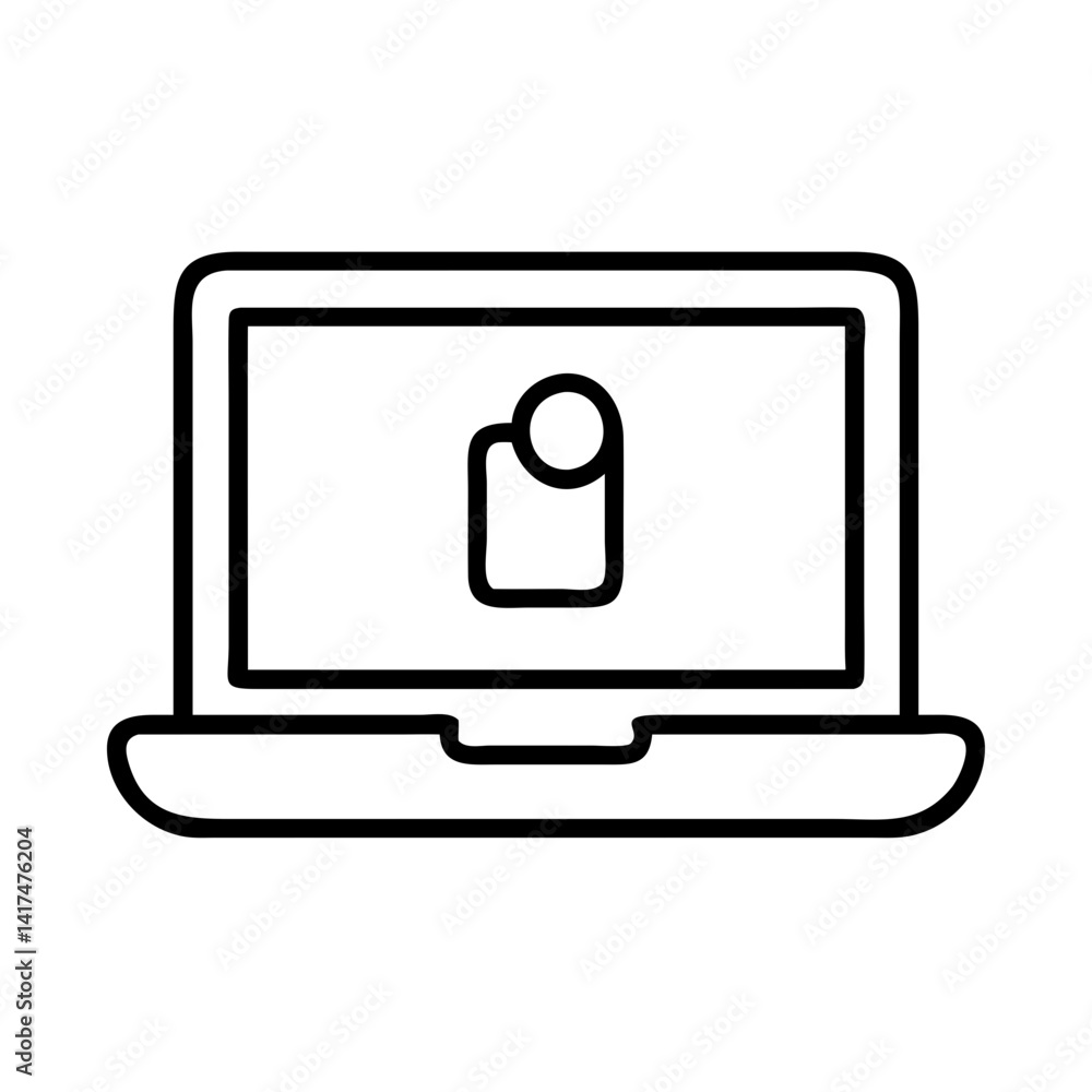 Poster Laptop computer with account login icon for user access and authentication on device screen