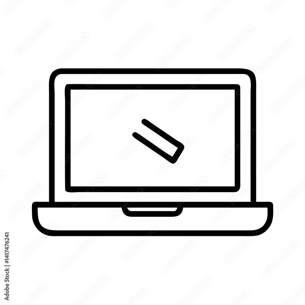Poster laptop computer vector icon illustration for technology and business concept design resource use