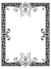 Vintage Ornament Frame Outline in Monochrome