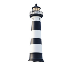 Striped lighthouse tower on transparent background