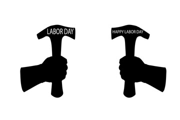 TOW WORKER HOLDING A HAMAR IN THEIR HAND TEXT HAPPY LABOR DAY.