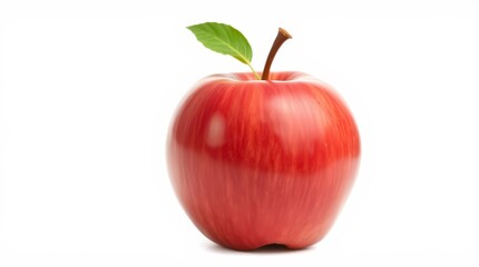 Shiny Red Apple on White Background – Healthy Fruit Isolated