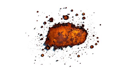 Rust stain splatter on white background
