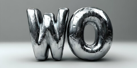 3D Render Metallic WO Letters