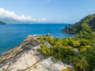 Aerial View, seychellen, Mahe, Port Glaud and Therese Island