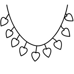 Heart Garland Simple Line Art Style