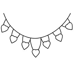 Heart Garland Simple Line Art Style