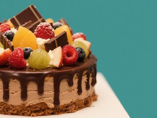 Chocolate Cake with Fresh Fruit Toppings