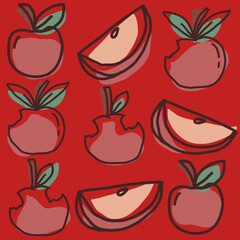 Apple vector collection. Tropical set with red apple.