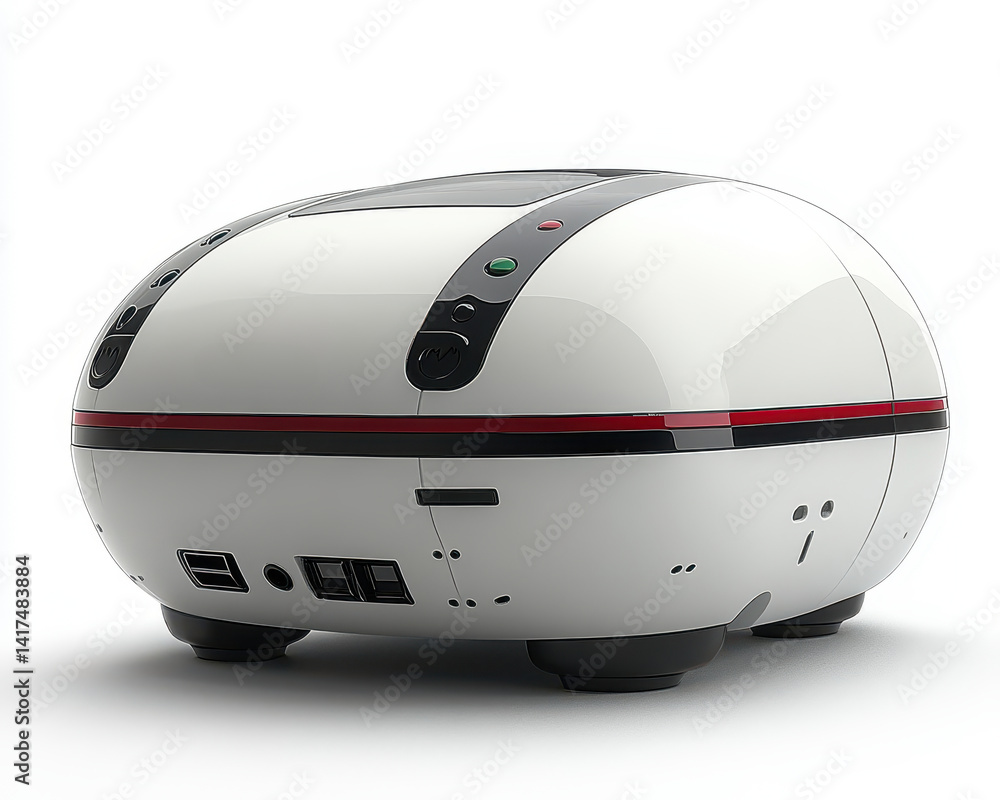 Poster high-quality image of a futuristic dreamcast console isolated on white background with tech features