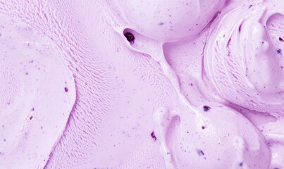 A smooth, creamy blueberry ice cream texture with a light purple color, small blueberry bits, and subtle swirls for a fruity